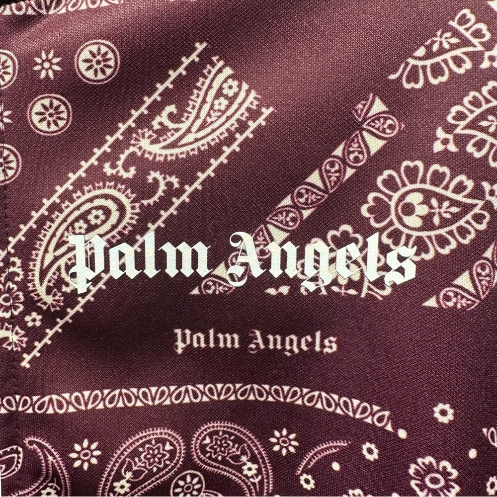 Palm Angels Bandana Track Jacket Zip Up Maroon & Red, Striped Sleeves XL Unisex - Picture 12 of 16